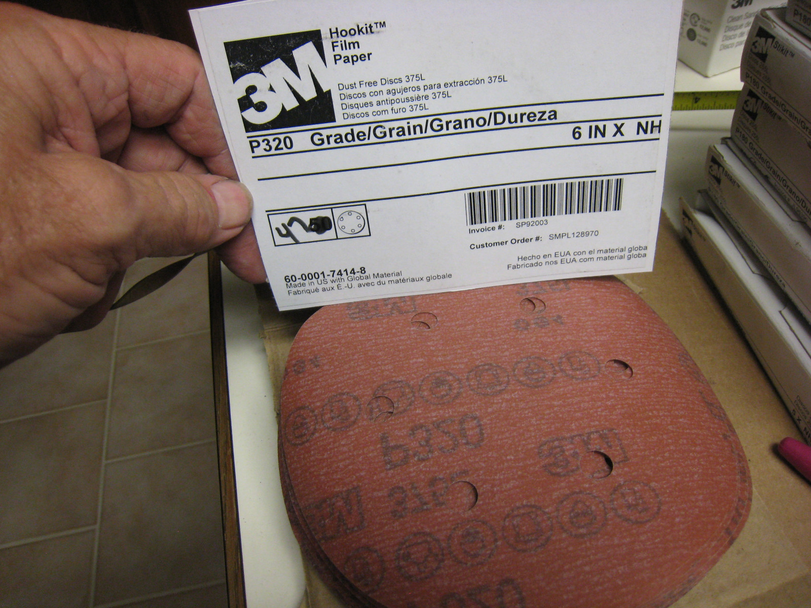3M Hookit  Film Disc 375L, 6in/po, Qty 47 - P320 Grade