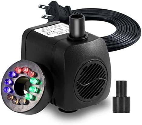 Submersible fountain pump with LED light