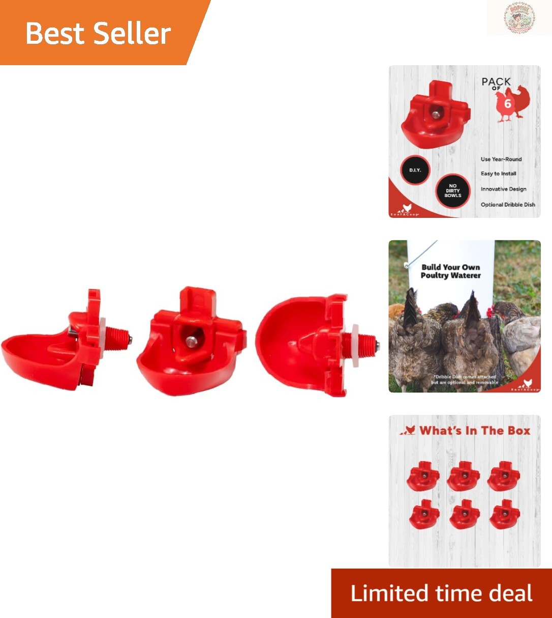 Customizable Poultry Watering System - 6 Horizontal Nipples & Installation Tool
