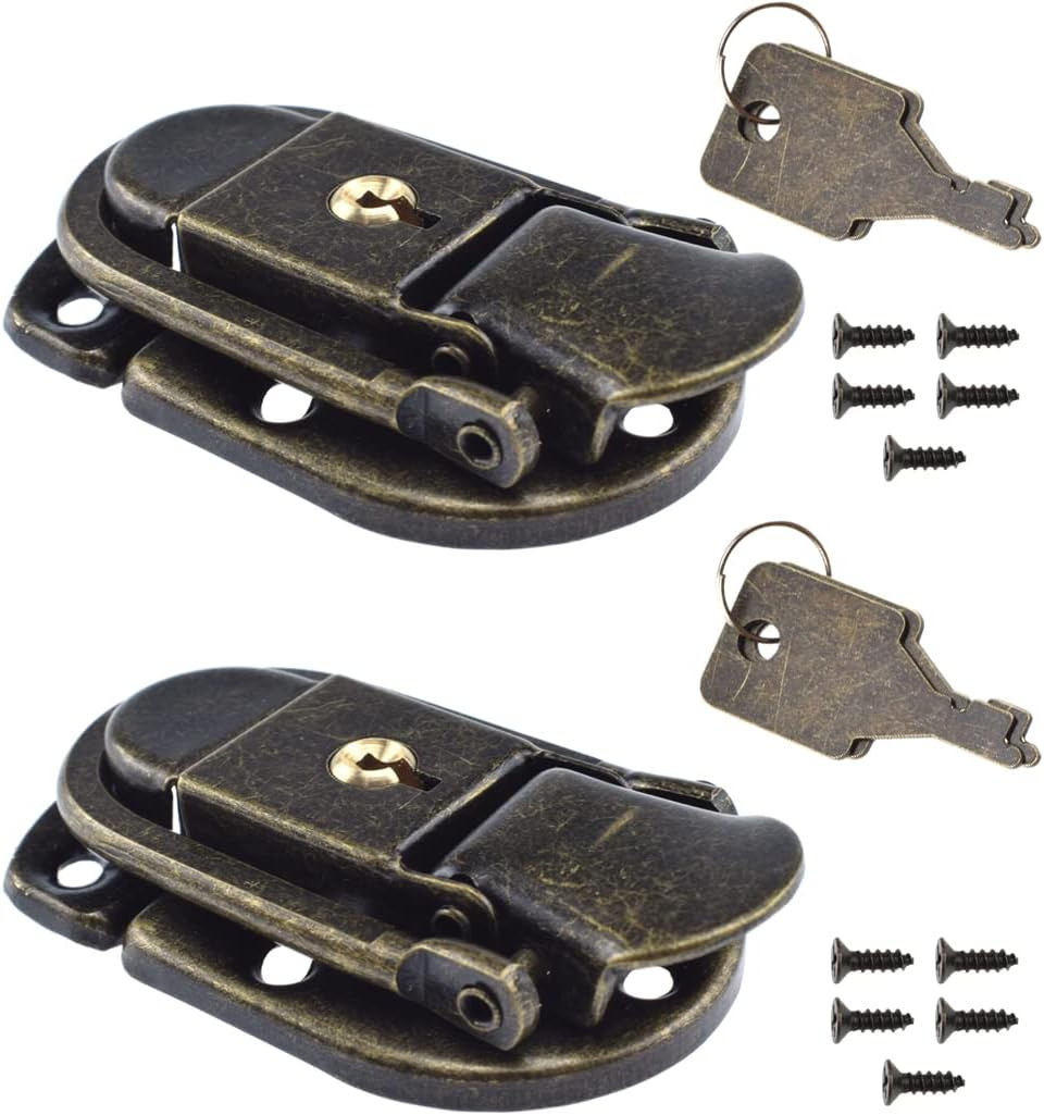 Antique Lock Latch Hasps with Keys, Screws, 2 PCS Retro Latch Buckles with Keys