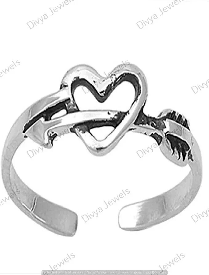 Arrow Heart Adjustable Beautiful Toe Ring For Women's Real 925 Sterling Silver