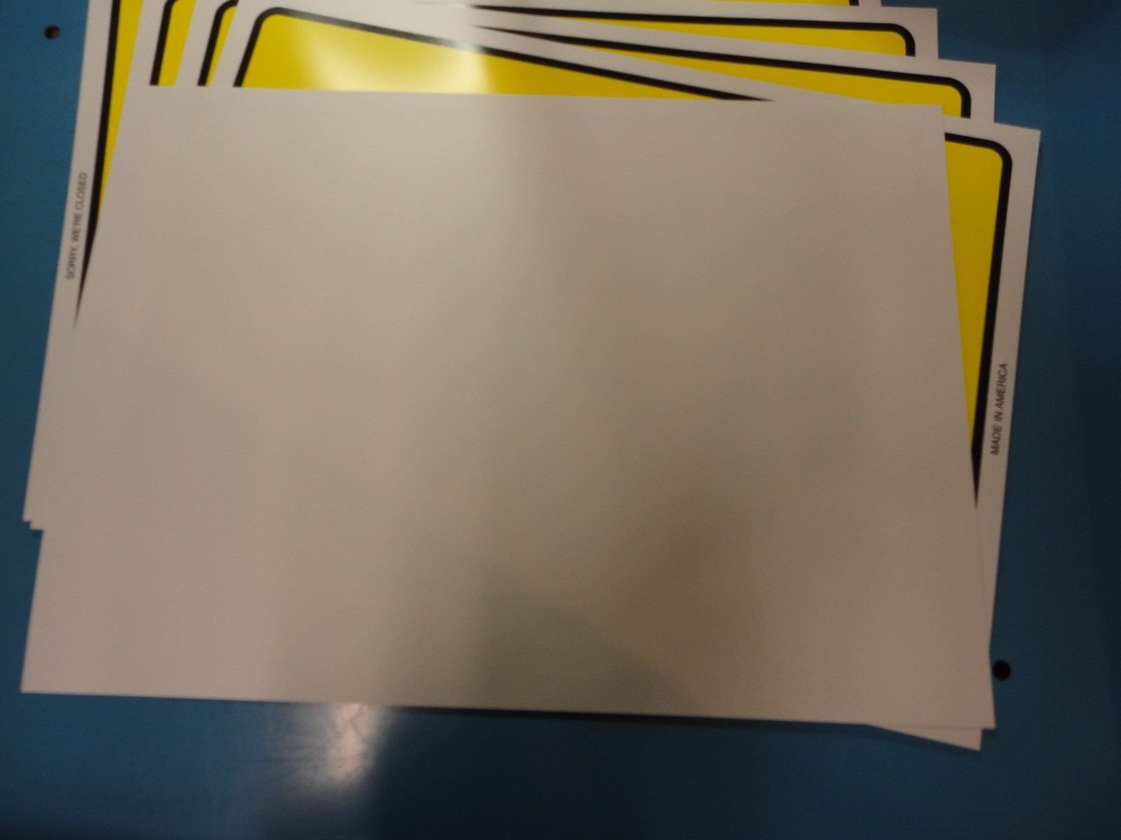 Made in U.S.A.,New, Free Ship, 5 Count Lot, 10" x 14" "Sorry We're Closed" Signs