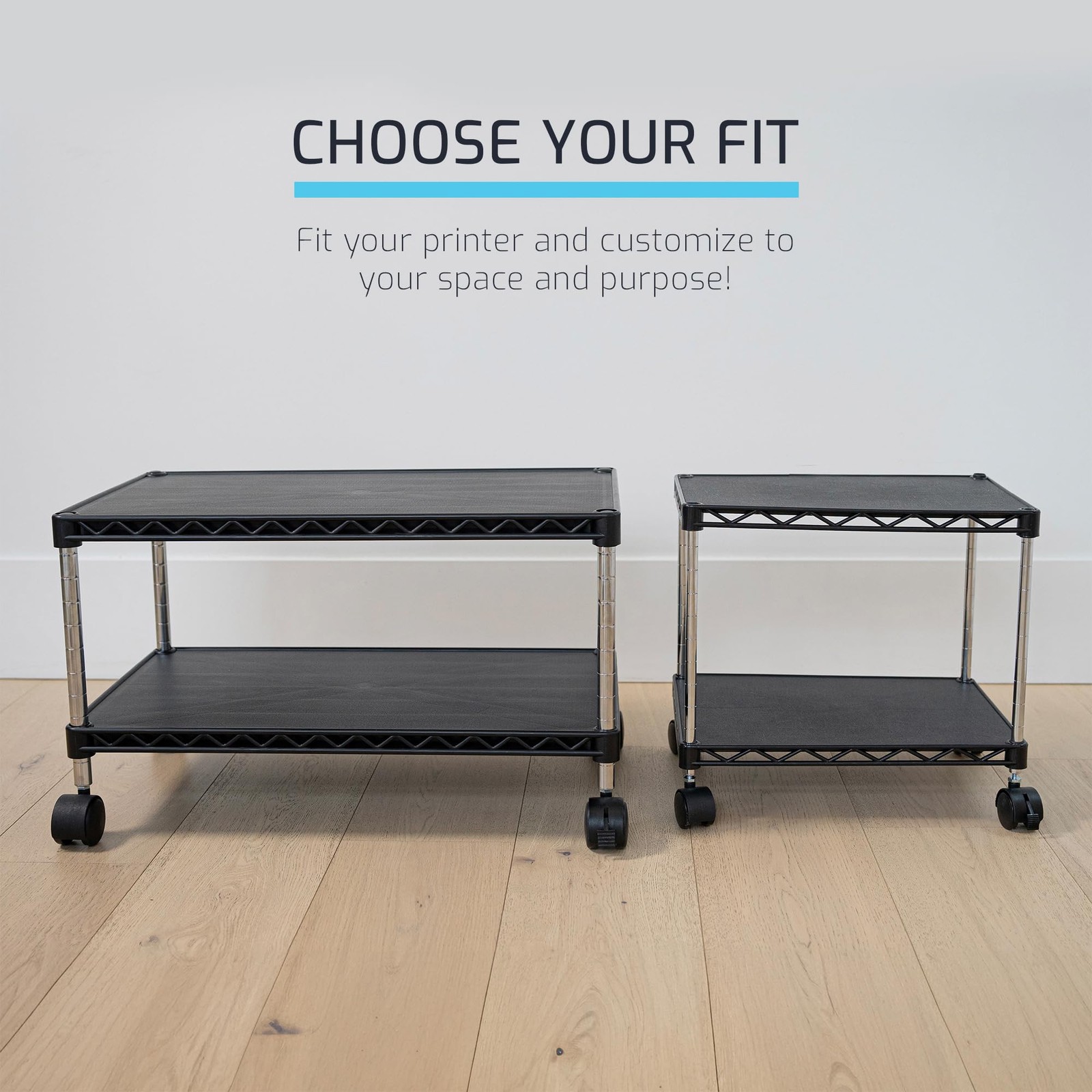 Under Desk Printer Stand with Storage 24" X 14", Printer Cart, Small Printer ...