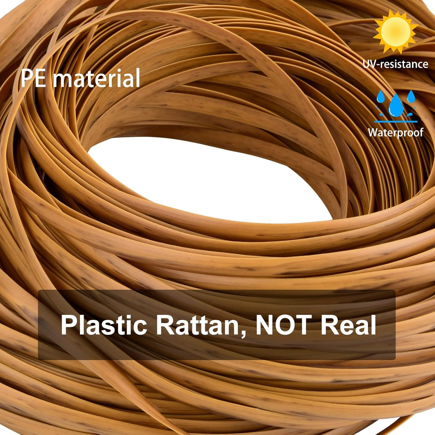 Feyart 40M/131Ft 7Mm Light Wood Wicker Repair Kit, PE Rattan Repair Kit for Wick