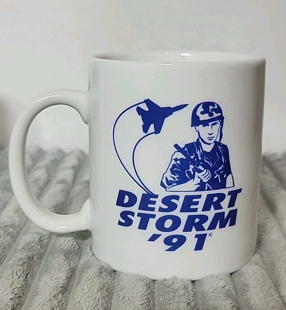 1991 Desert Storm Gulf War Coffee Mug Military Tea Cup Patriotic American Flag