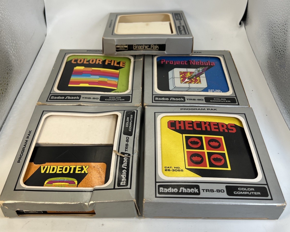 Lot of 5 TRS-80 Color Computer Program Paks CIB Radio Shack Vintage Games