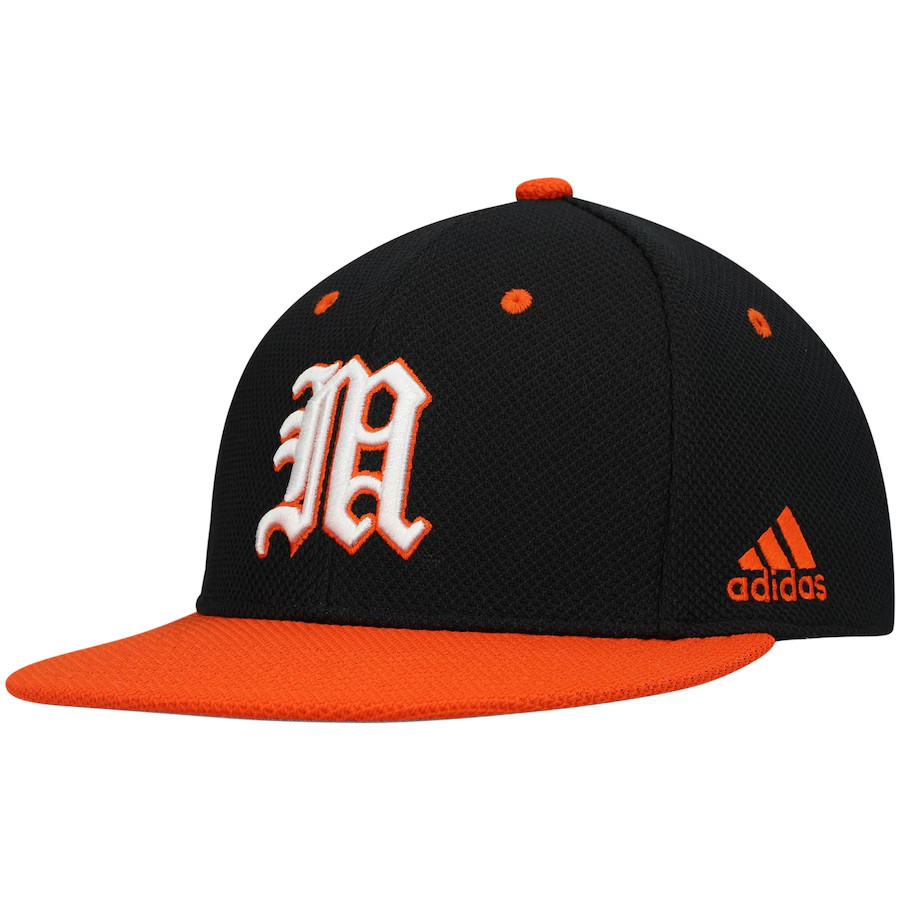Adidas Miami Hurricanes Baseball Black Hat Cap Fitted Pick Size Brand New w Tag