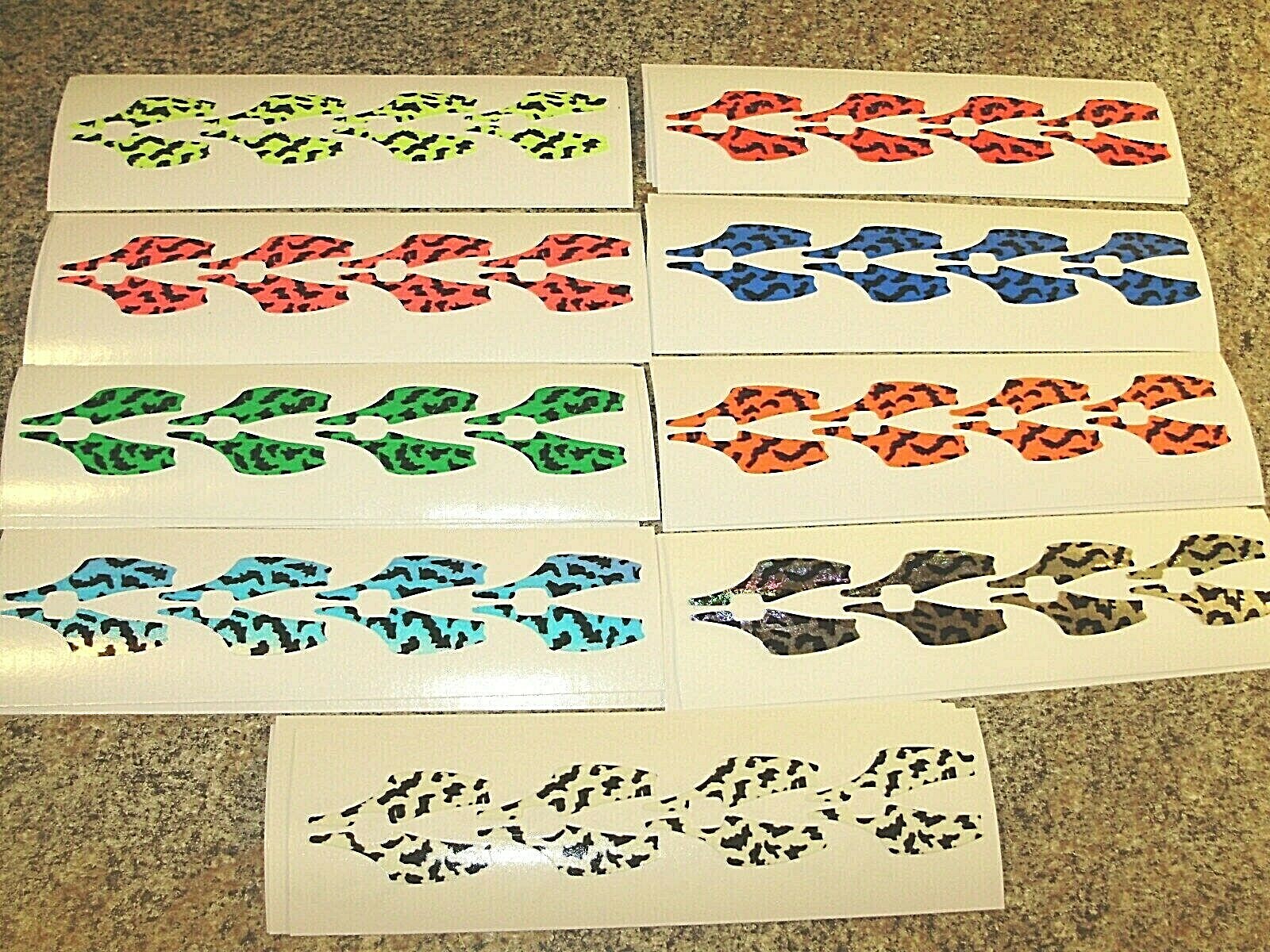 TIGER STRIPE LARGE BLADE BAIT 12 PAIR FISHING LURE TAPE DIE CUT 9 COLOR DESIGNS
