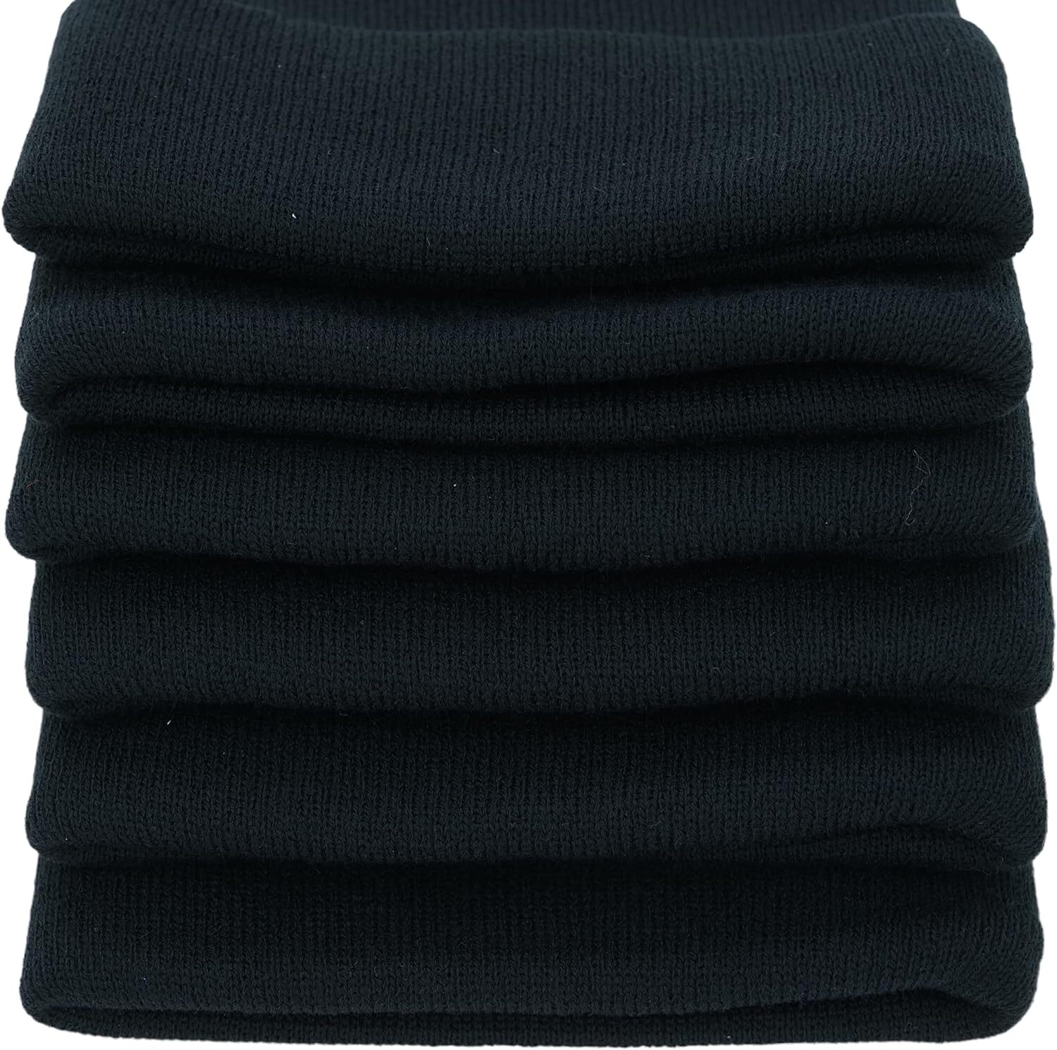 ToBeInStyle Unisex Pack of 6 or 3 Soft Stretchy Beanies One Size, 6-pack Black