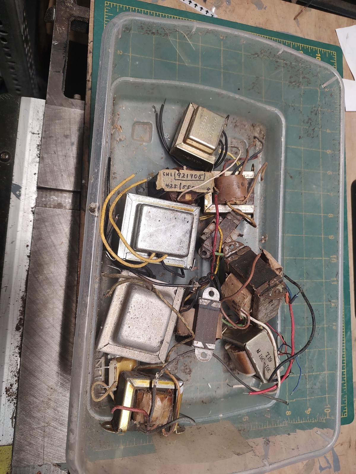 Large Box Tray Lot Of Small Radio Transformers Priced To Move