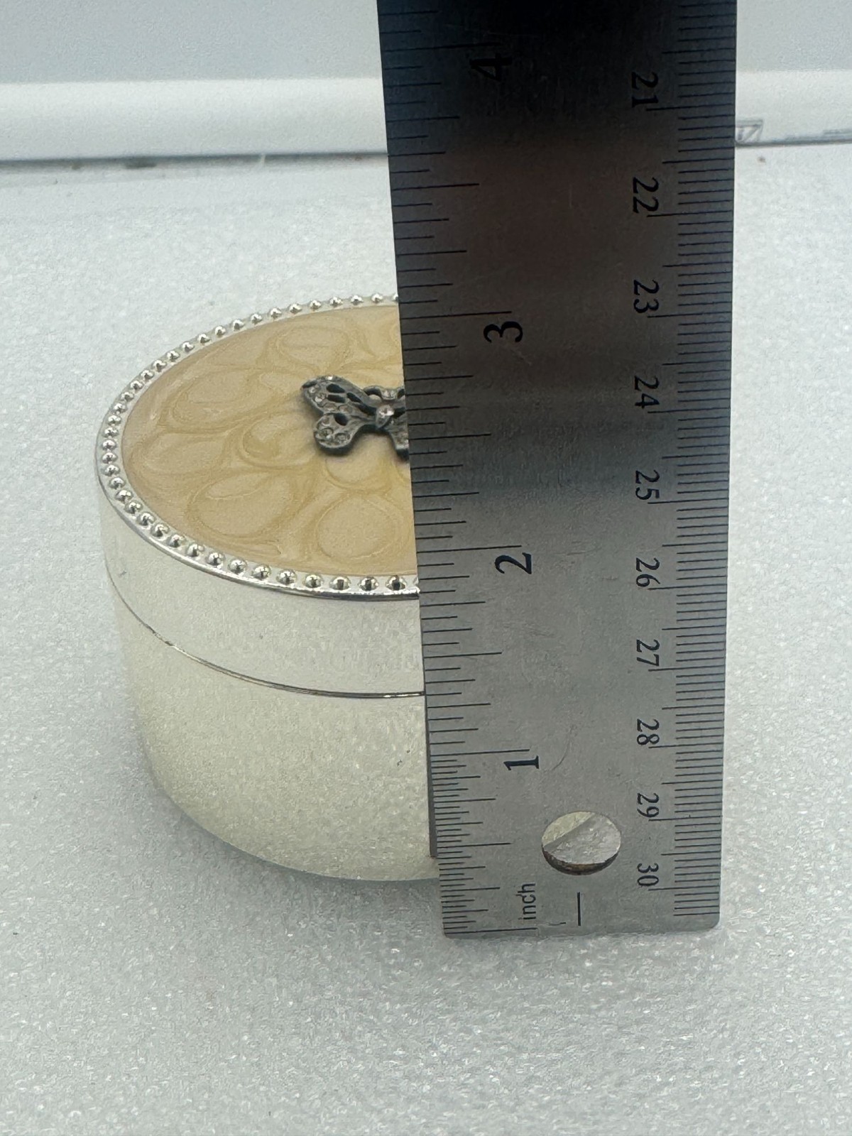 Round Trinket Box Butterfly Theme Lined Interior
