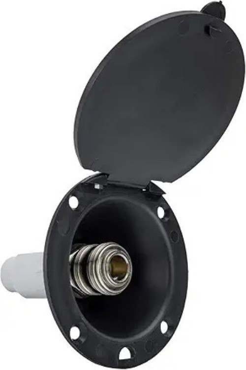 RV Exterior Spray Port Hook-Up Connector | Optional Hose with Spr Color: Black