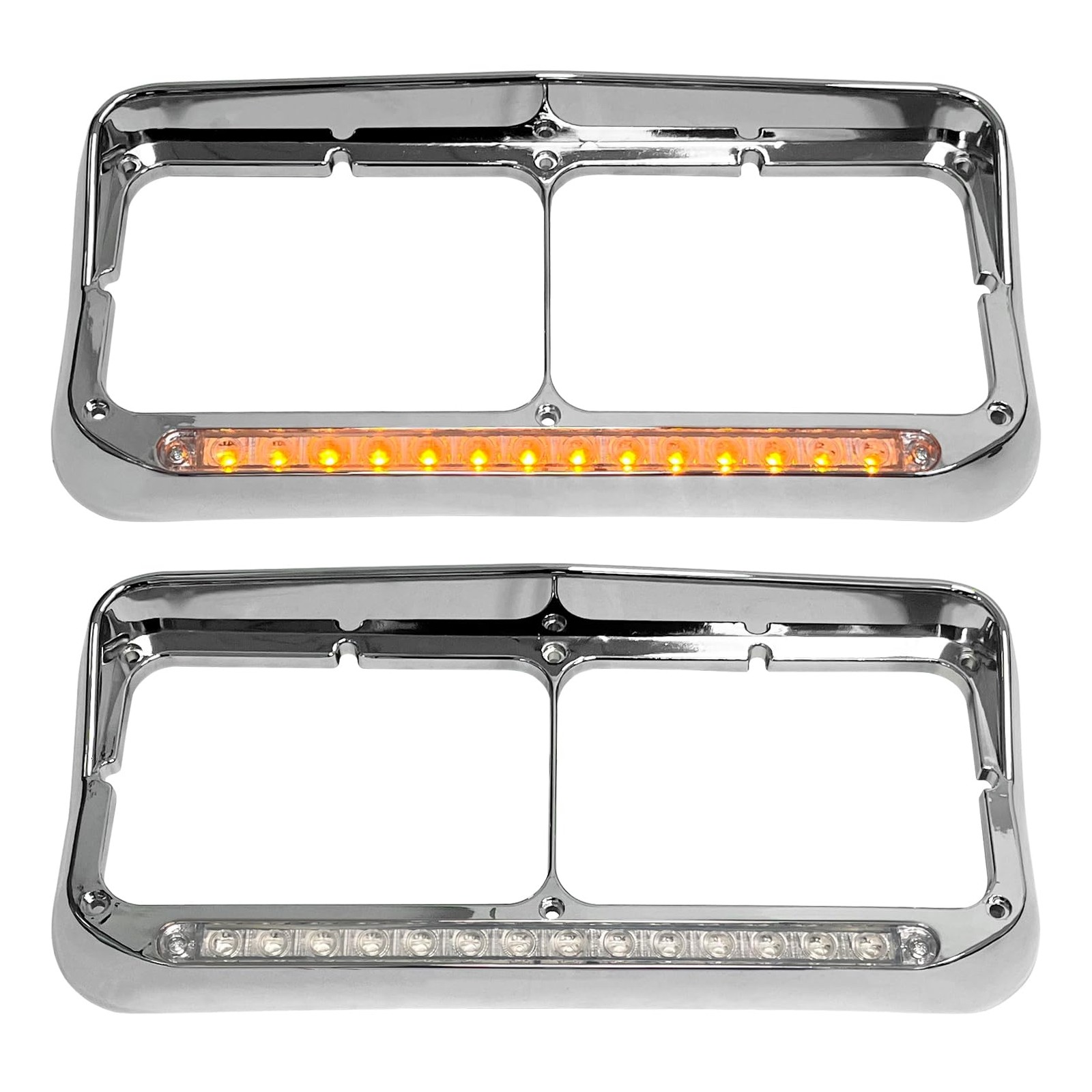 Headlight 2X 4x6 Bezel 12" LED Strip For Kenworth T400 T600 T800 W900B W900L
