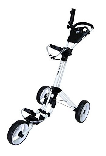3 Wheel Push Pull Golf CART - Foot Brake - ONE Second to Open & Close! White