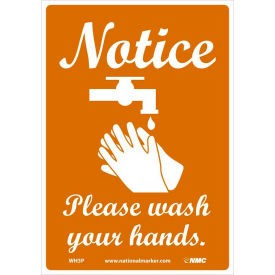 Notice Please Wash Your Hands Sticker 7"" X 10"" Vinyl Adhesive ACCUFORM