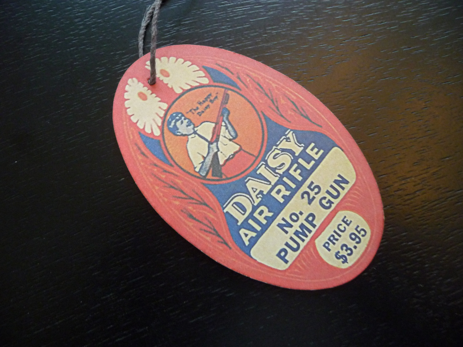 No. 25 Air Rifle BB Pump Gun - RED Repro Hang Tag - Happy Daisy Boy- Plymouth MI