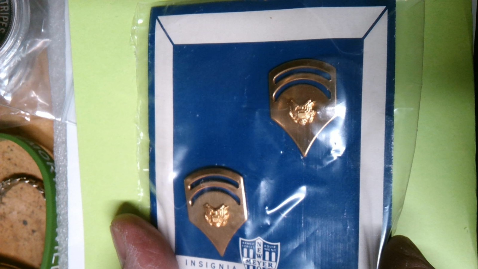 MILITARY INSIGNIA GOLD COLORED PIN ON RANK SET OF 2 E-6 SPECIALIST SIX 6