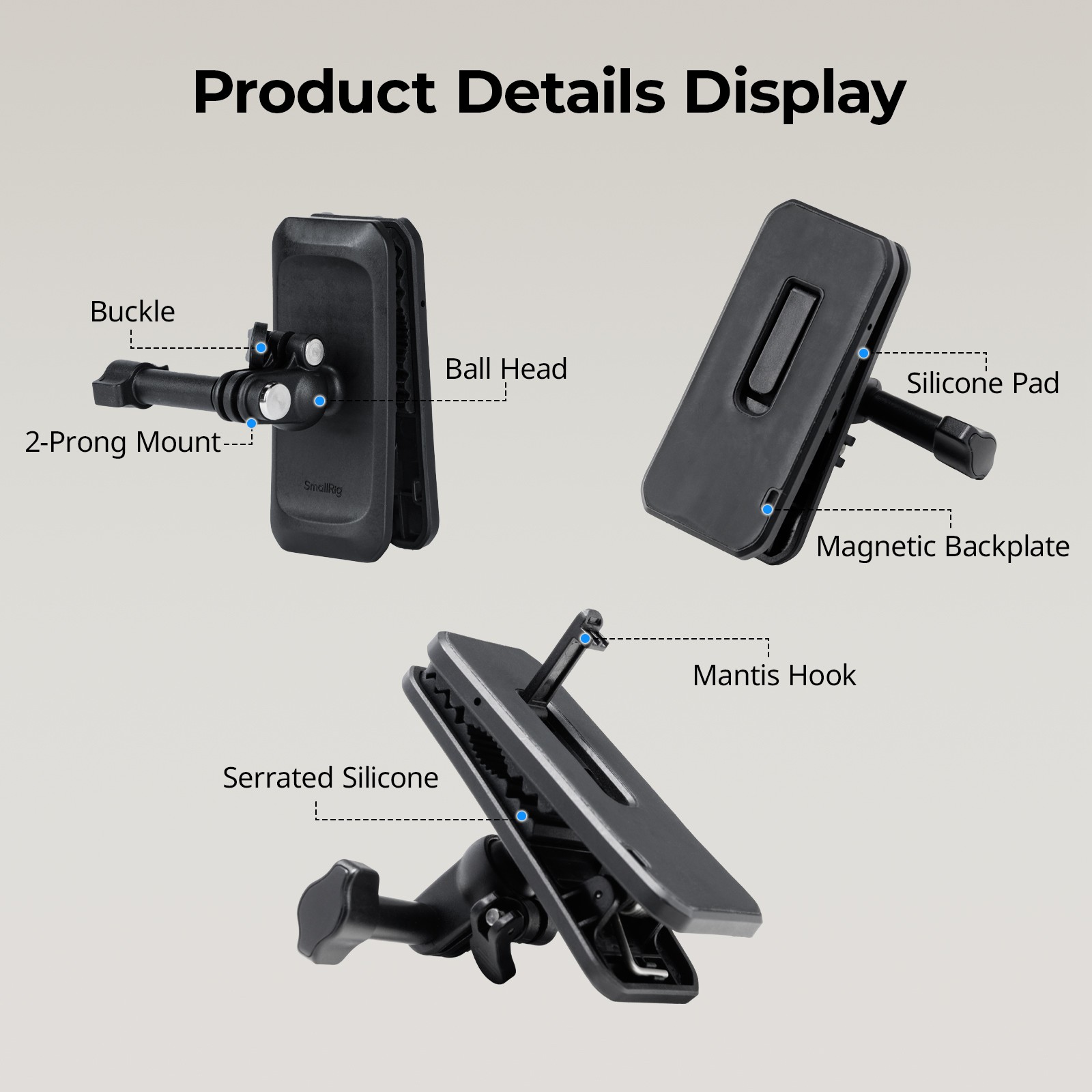 SmallRig Backpack Strap Clip Mount for Action Cameras
