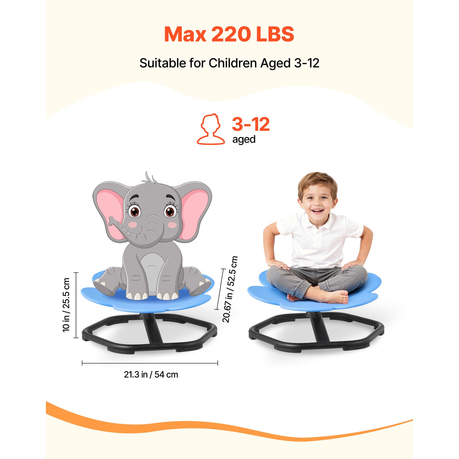 Sensory Spinning Chair 220lbs Autistic Swivel Chair for ADHD Special Needs Kids