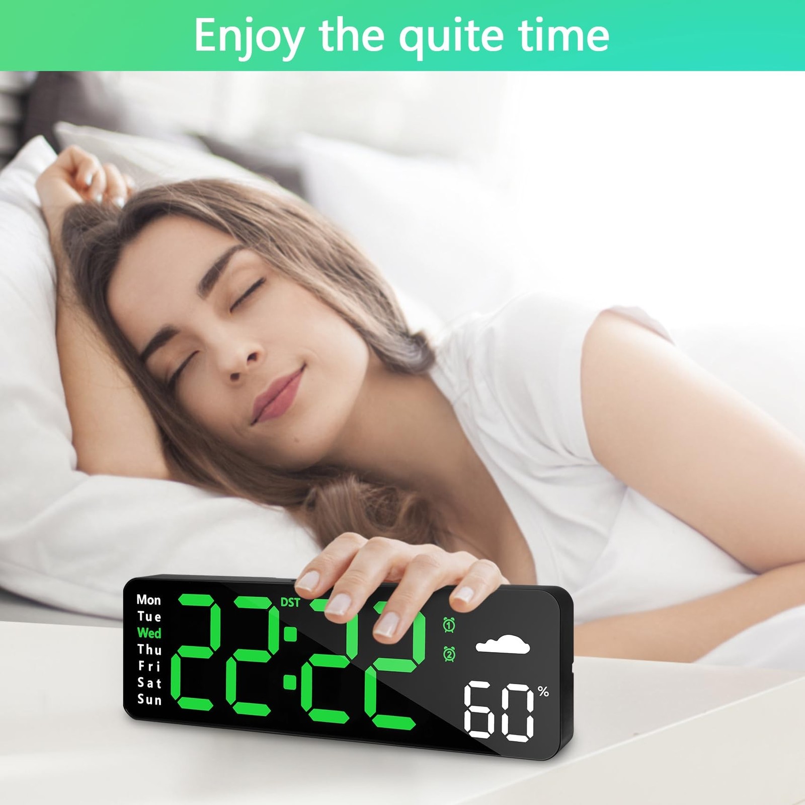 Digital Wall Clock with Remote Control, Large Display Plug in LED Digital Ala...