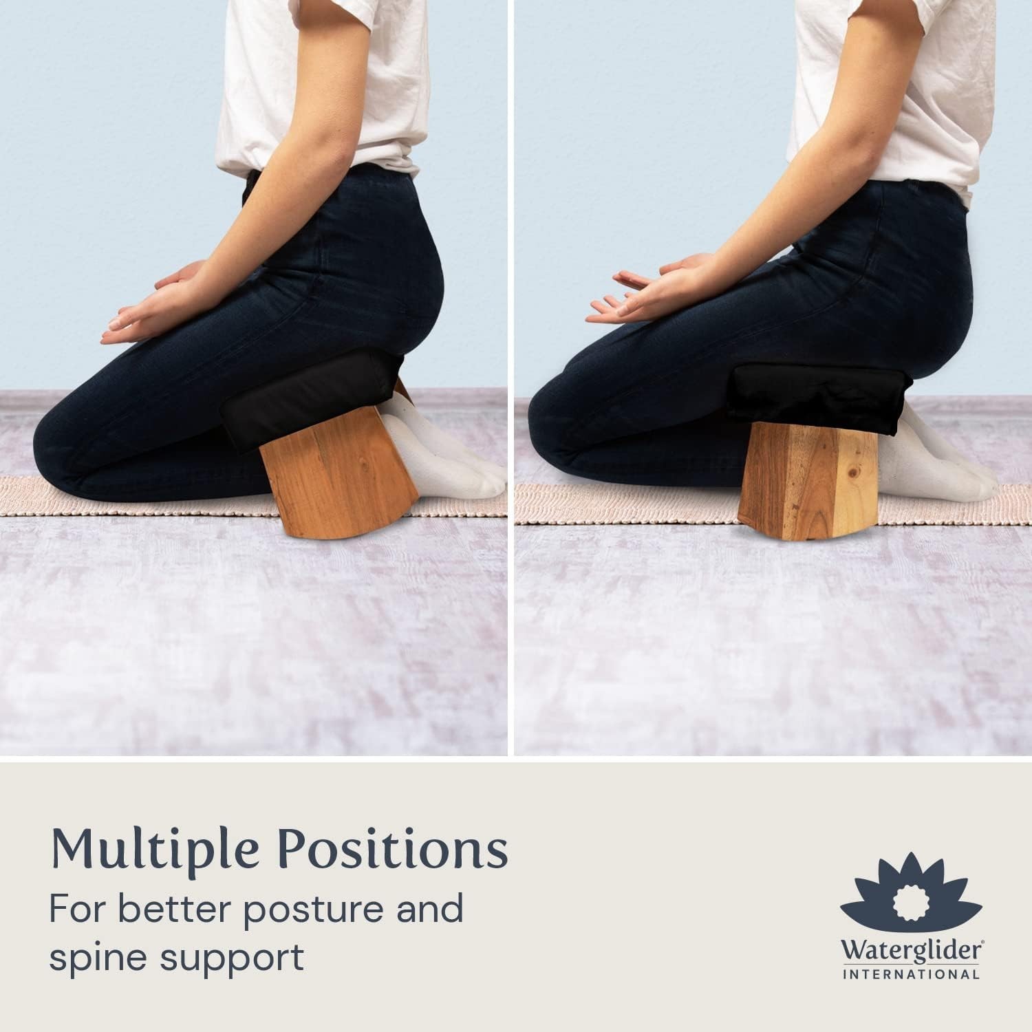 Meditation Bench Burgundy, Seiza, Sustainable Acacia Wood with Curved Bottom ...