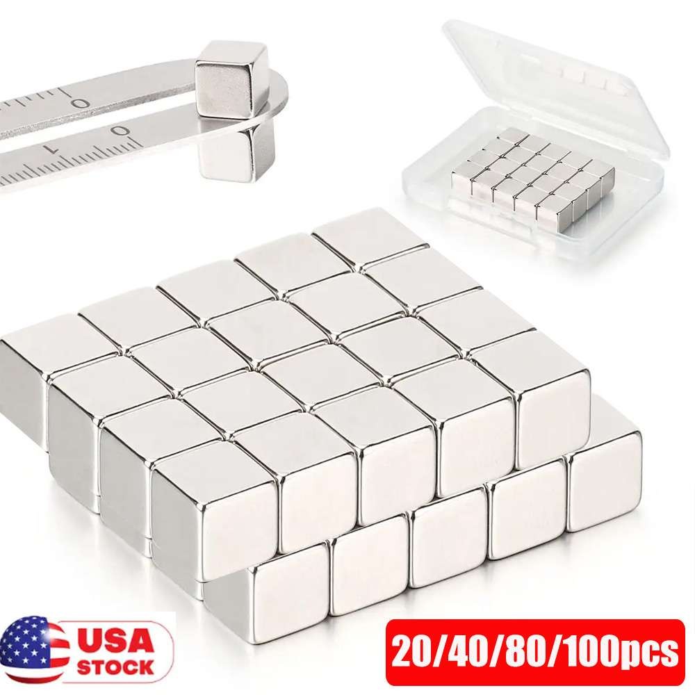 20/40/80/100Pcs N45 Magnets Block Cube 8*8*8mm Rare Earth Neodymium Magnetic