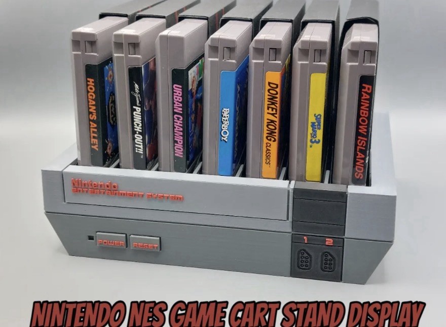 NES Game Cartridge Storage Tower Holds 7 Games Nintendo 3D Printed Rack