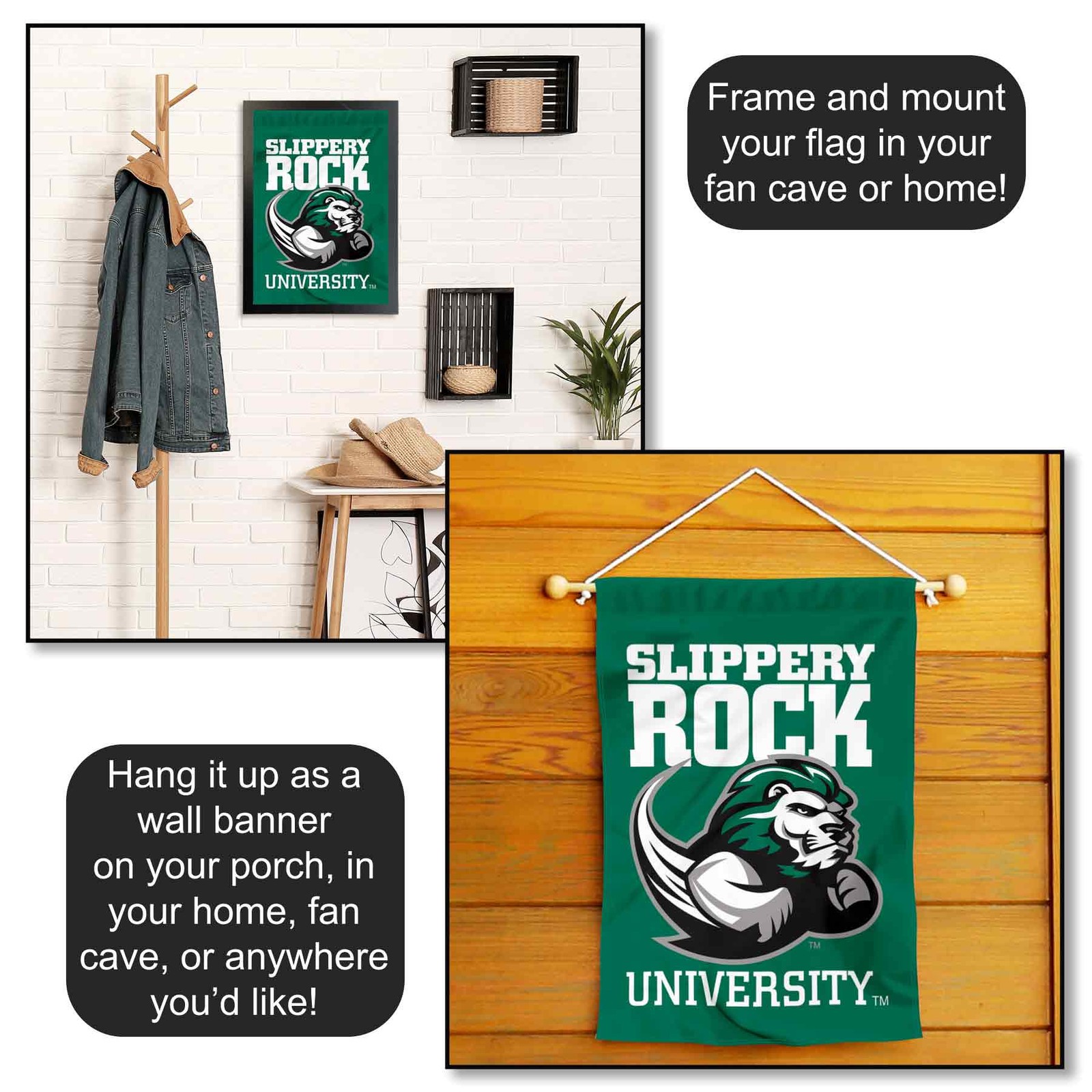Slippery Rock Wordmark Logo Garden Flag and Yard Banner
