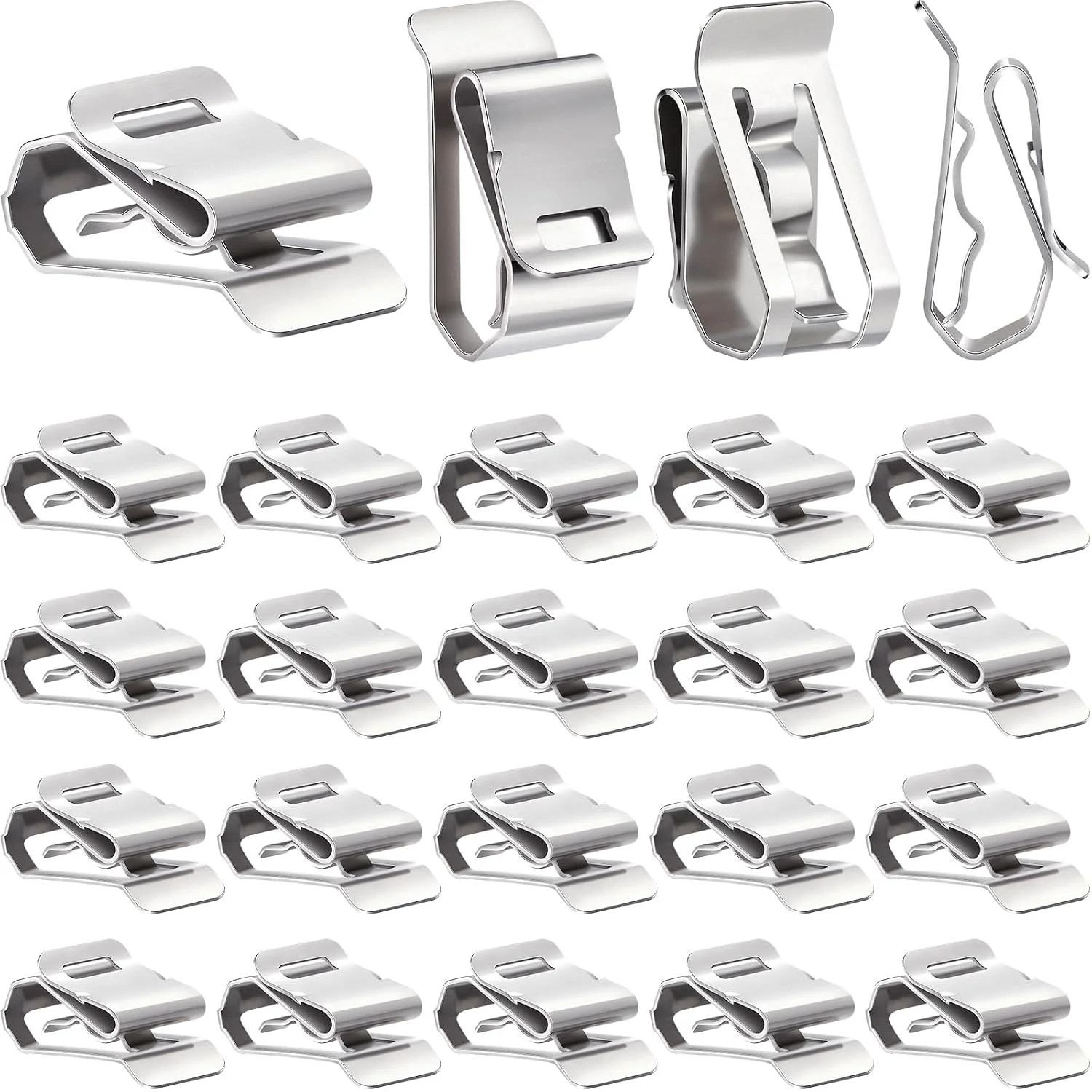Dunzy 100 Pcs Stainless Steel Solar Wire Clip Metal Trailer S Clip Cable Clips E