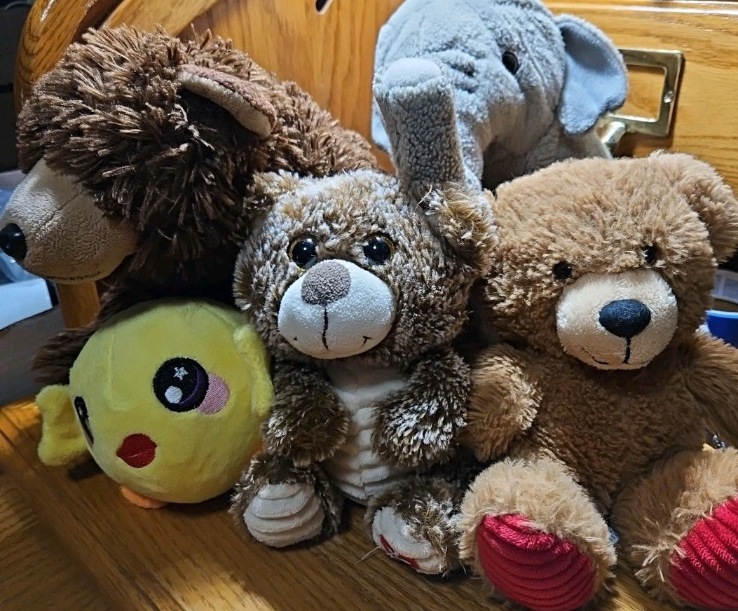 Bears & Elephant & more Lot of 5  5" to 12"  Stuffed Animal Toys