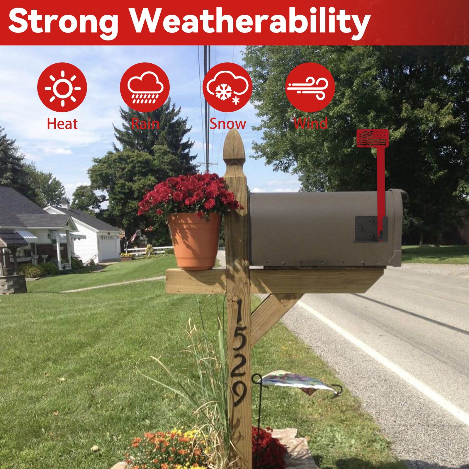 Mailbox Post Mount Brackets + Mailbox Flag, for Post Mount Mailboxes 2 PCS