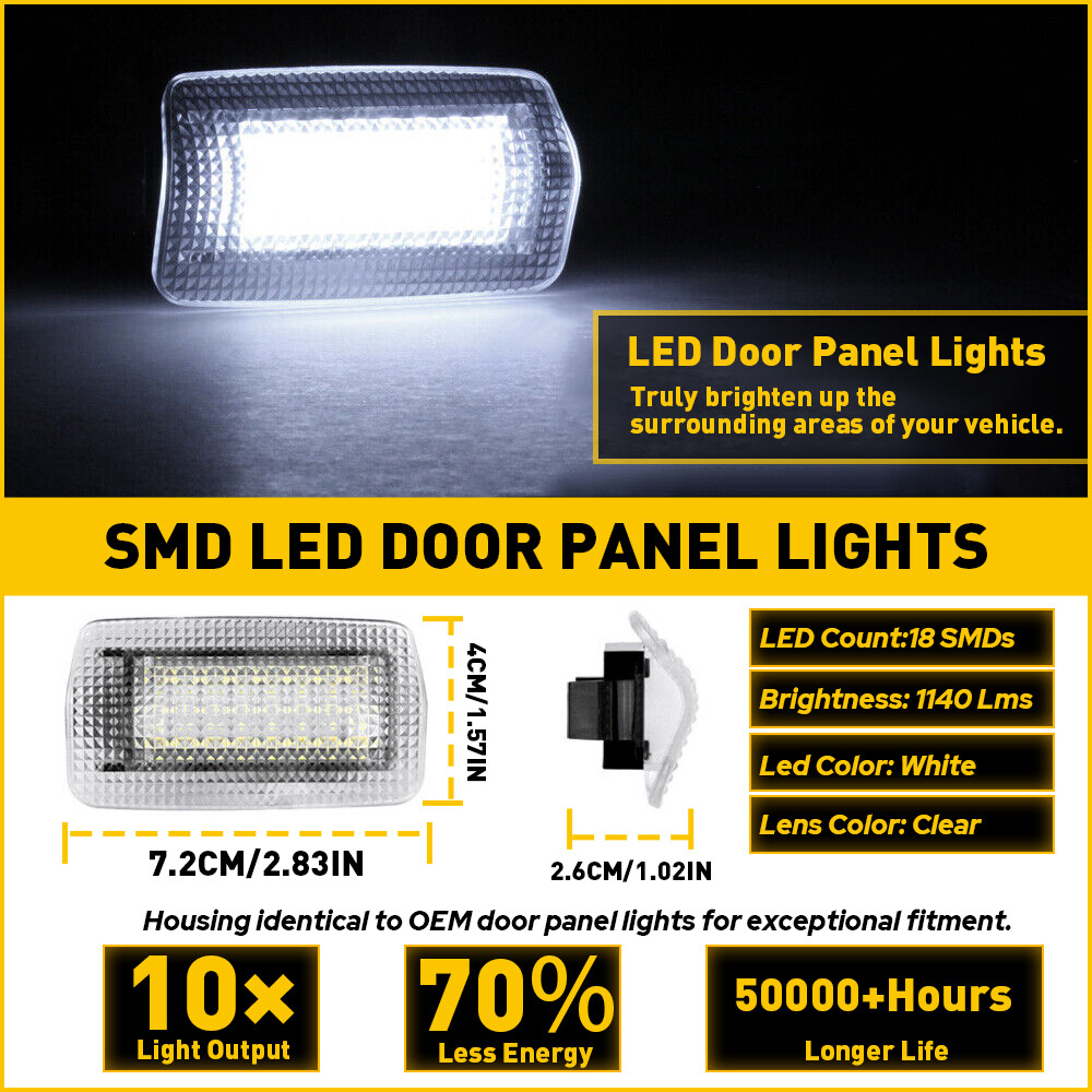 Pair Left White Right LED Door Side Courtesy Light for 2010-2022 Toyota 4Runner