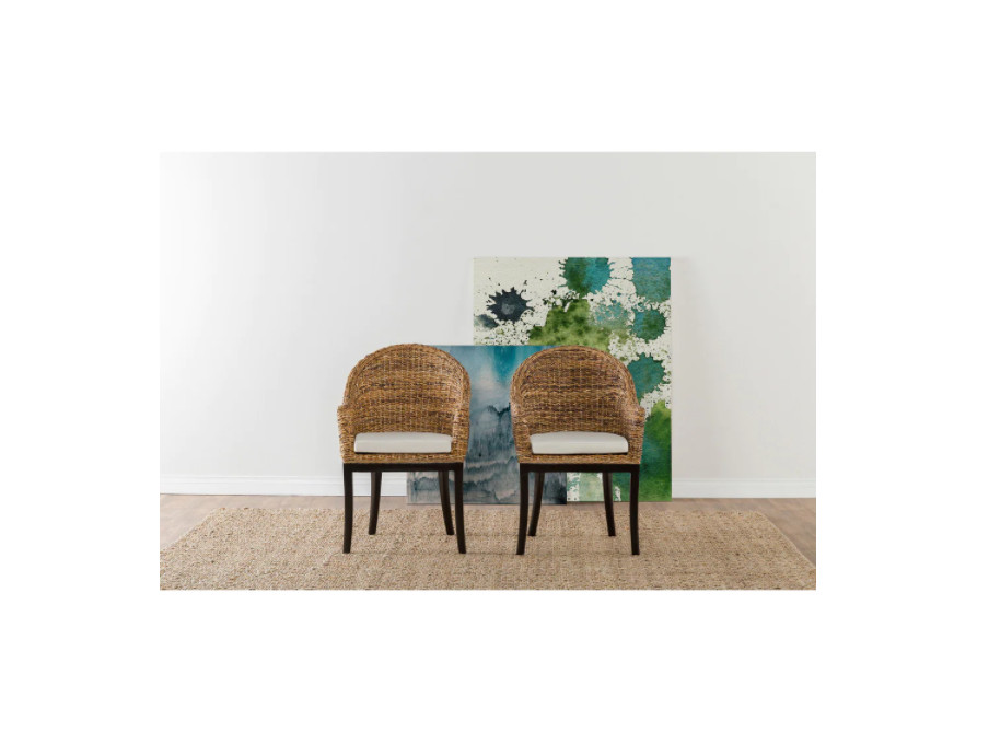 NiB Owen Side Chair by Kosas Home Wicker Woven Upholstered Armchair $575 FLC33