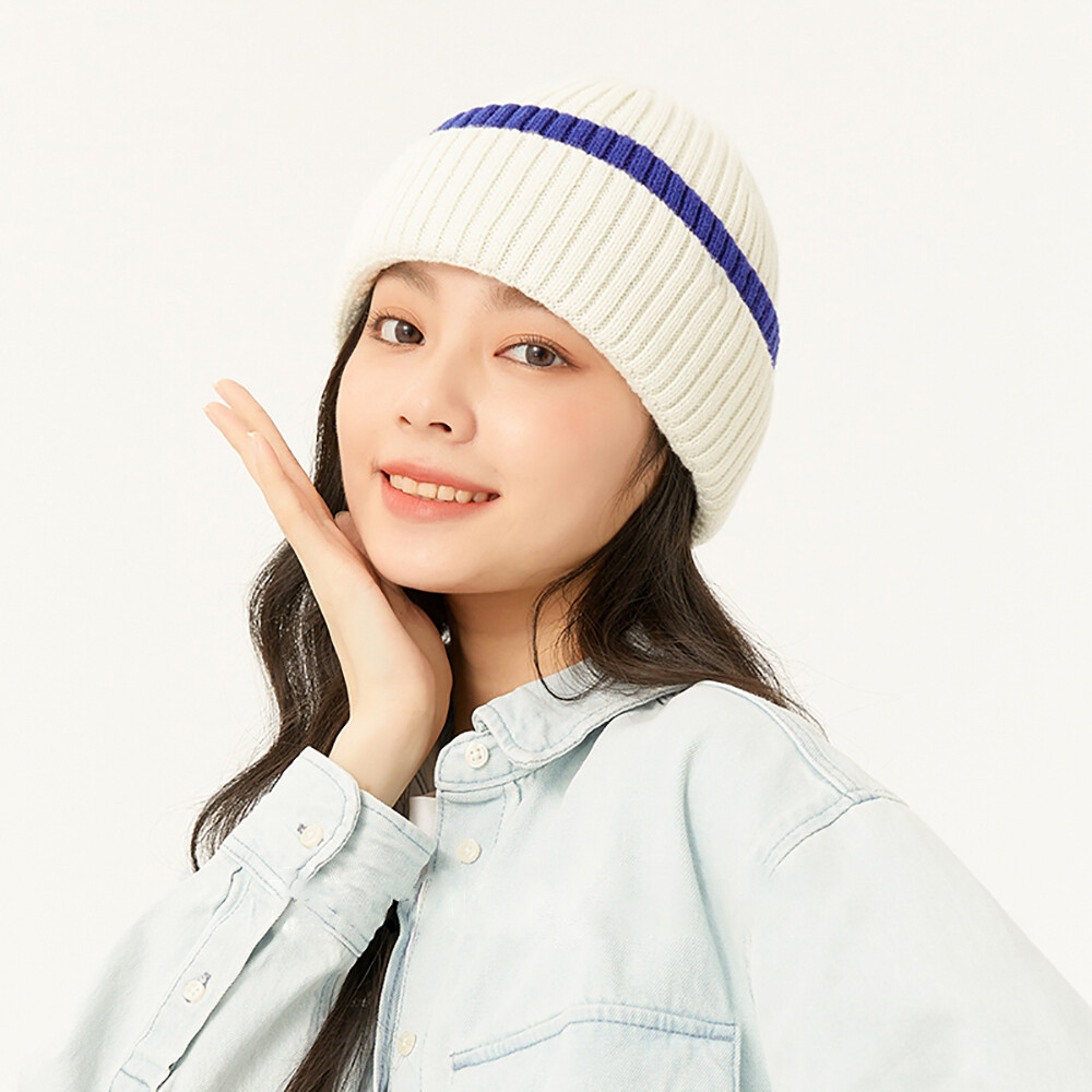6 Packs Unisex Basic Beanie Hat Winter Warm Thermal Wool Chunky Knit Flap Stripe