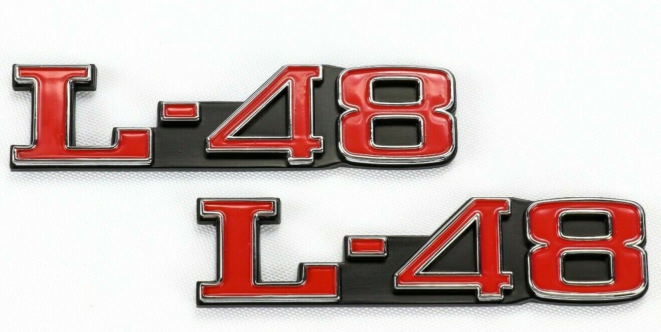 1973 - 1979 Corvette L-48 L48 Hood Front Emblems Set of 2 Pair C3 GM Resto NEW