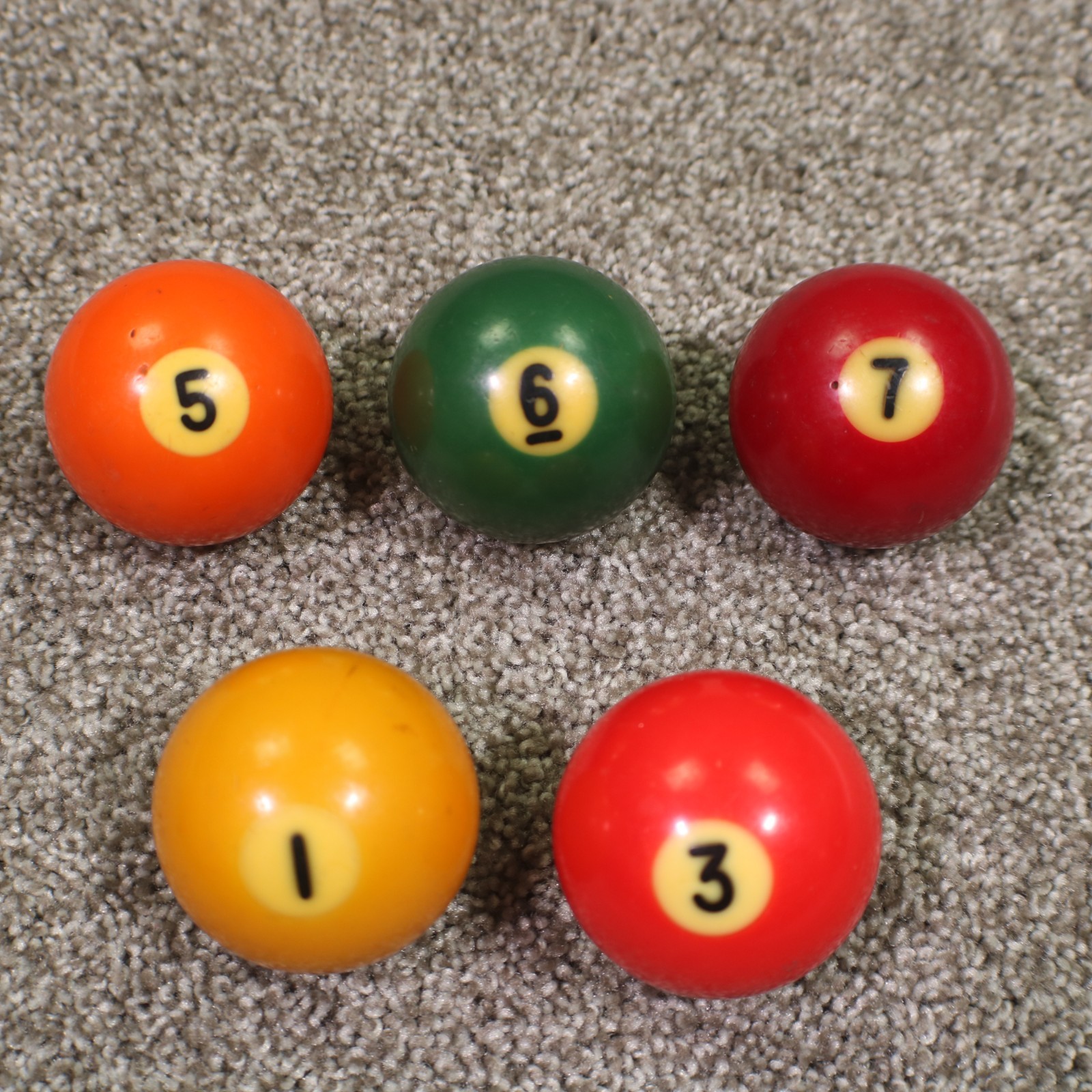 Vintage Aramith Pool Billiard Balls 2-1/4 Numbers 5, 6, 7, 1, 3, Only