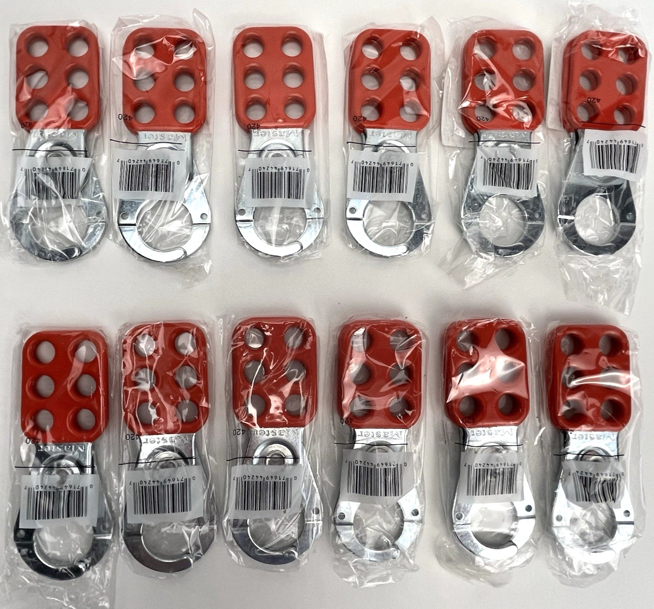 12-Pack Master Lock 420 Steel Hasp LOTO Lock out Tag Out Red Safety 1 in Jaw