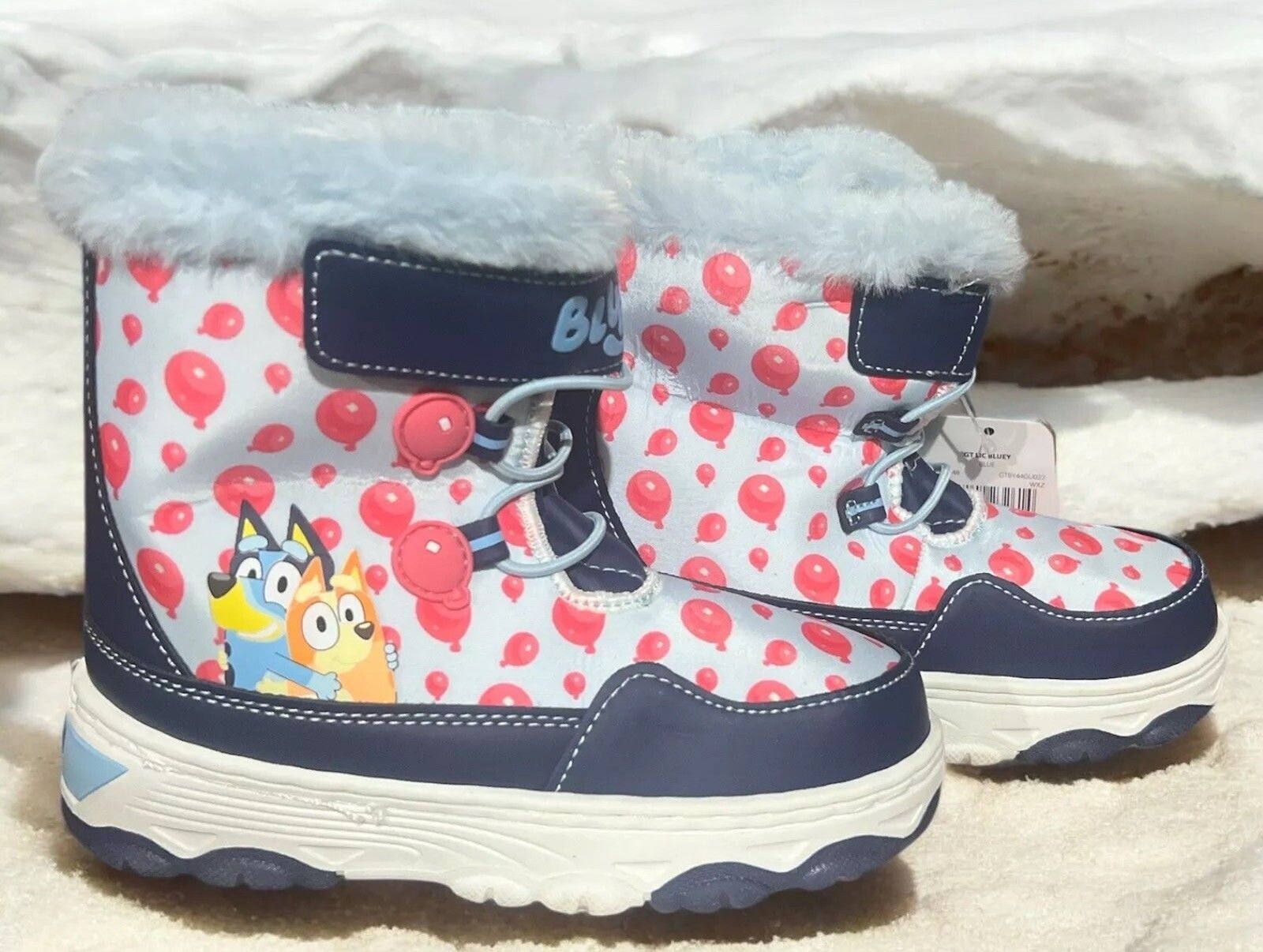 Bluey Snow Boots Toddler 12 Disney Bingo Blue Pink Balloons Winter NEW