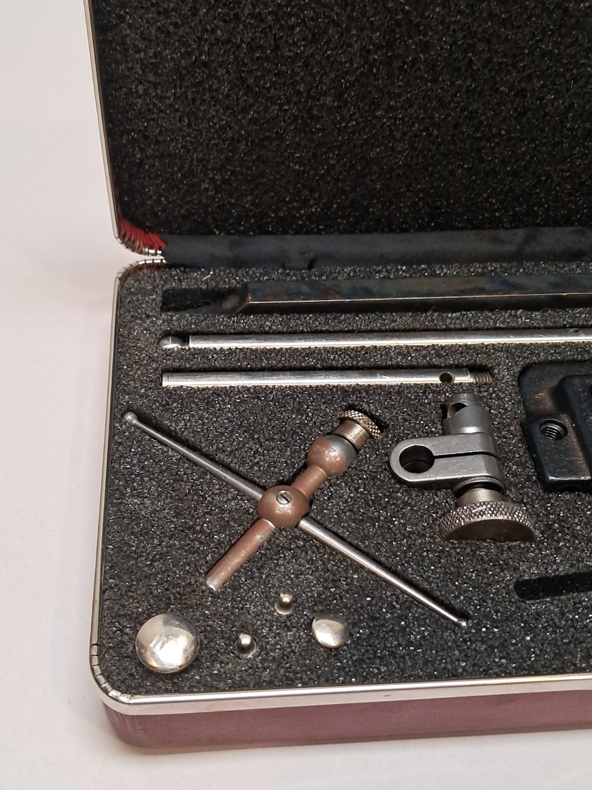 Accessories and Case for Starrett No. 196 Plunger Back Dial Indicator