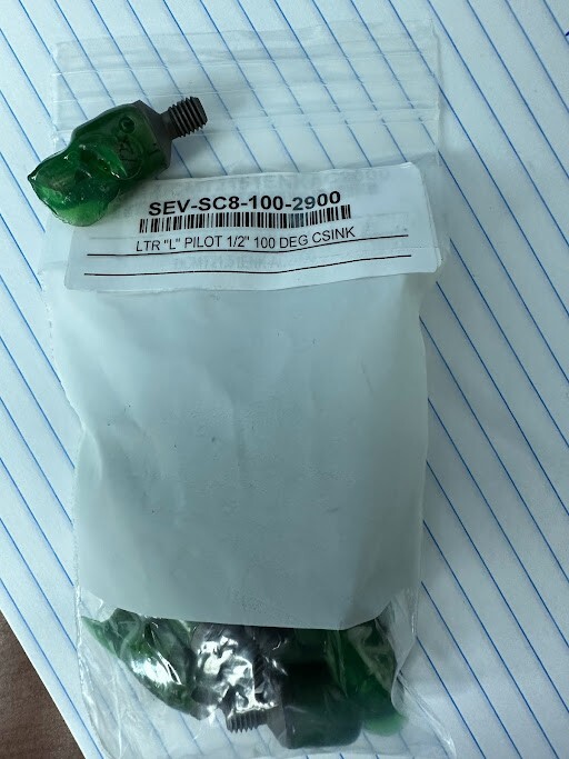 CARBIDE TIPPED STOP COUNTERSINK PILOT 100 DEG 1/4-28 27-281 LTR L 1/2"D LOT OF 6
