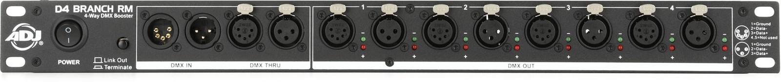 ADJ D4 Branch RM 4-way DMX Distributor/Booster (2-pack) Bundle