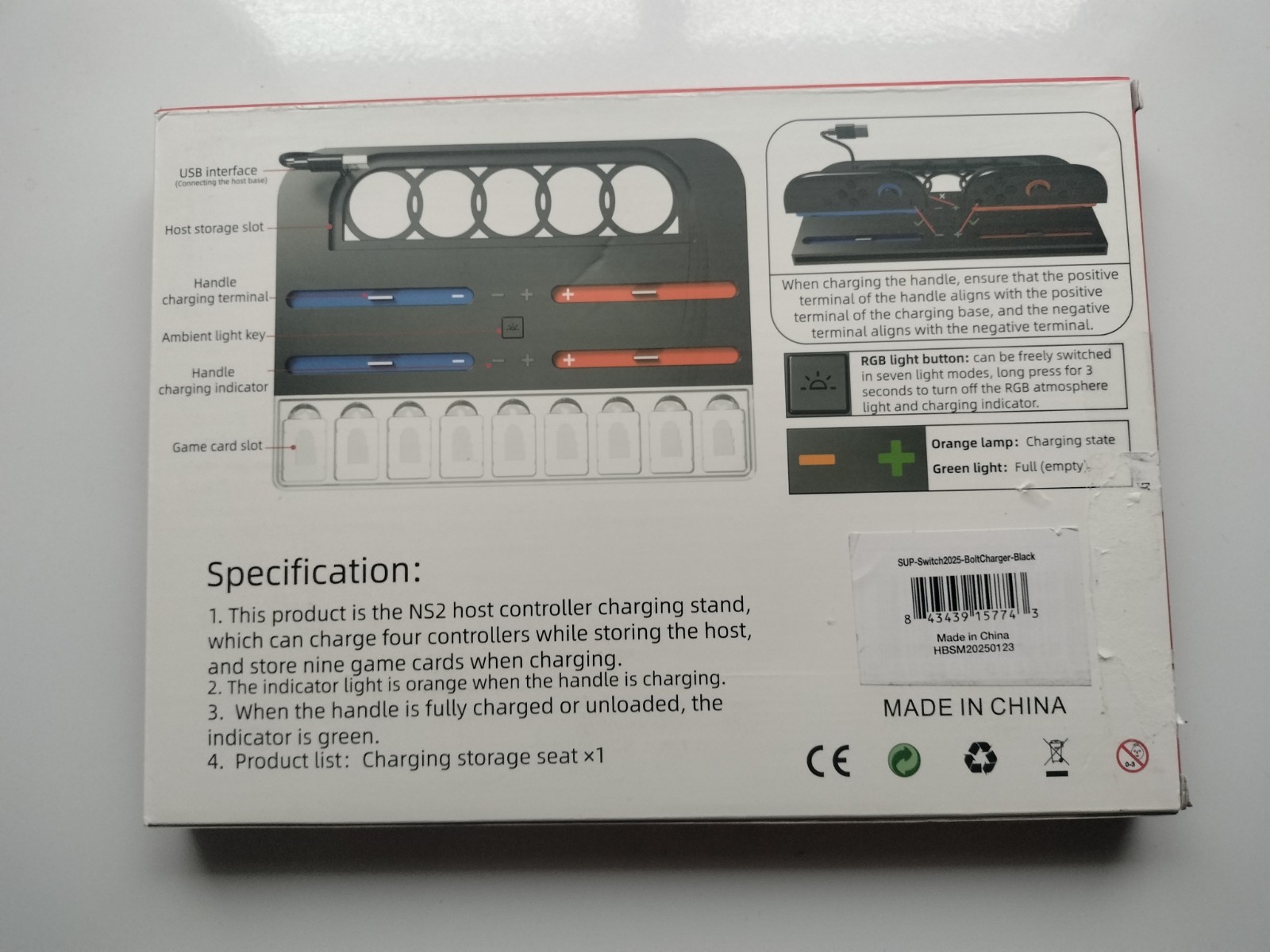 Supcase NS2 Charging Dock Black for Nintendo Switch Ambient Light