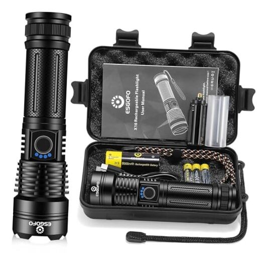 Flashlights High Lumens 100000 Rechargeable, Super Bright 20.0 Watt Hours