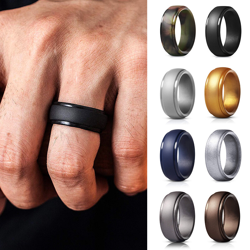 Silicone Ring Men Wedding Rubber Bands Hypoallergenic Antibacterial Finger Ring⊥