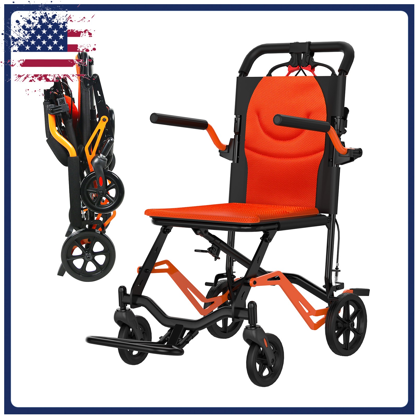 Lightweight Transport Wheelchair Portable Folding Travel Wheel Chairs for Adults