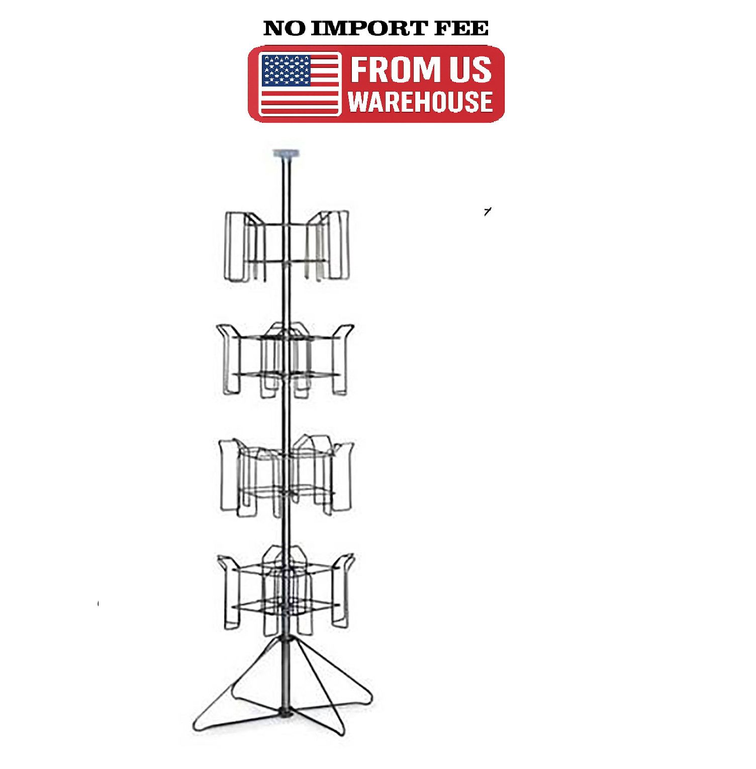 SSWBasics 4-Tier Chrome Rotating Standing Literature Rack - 64'H x 16"D - 16 ...