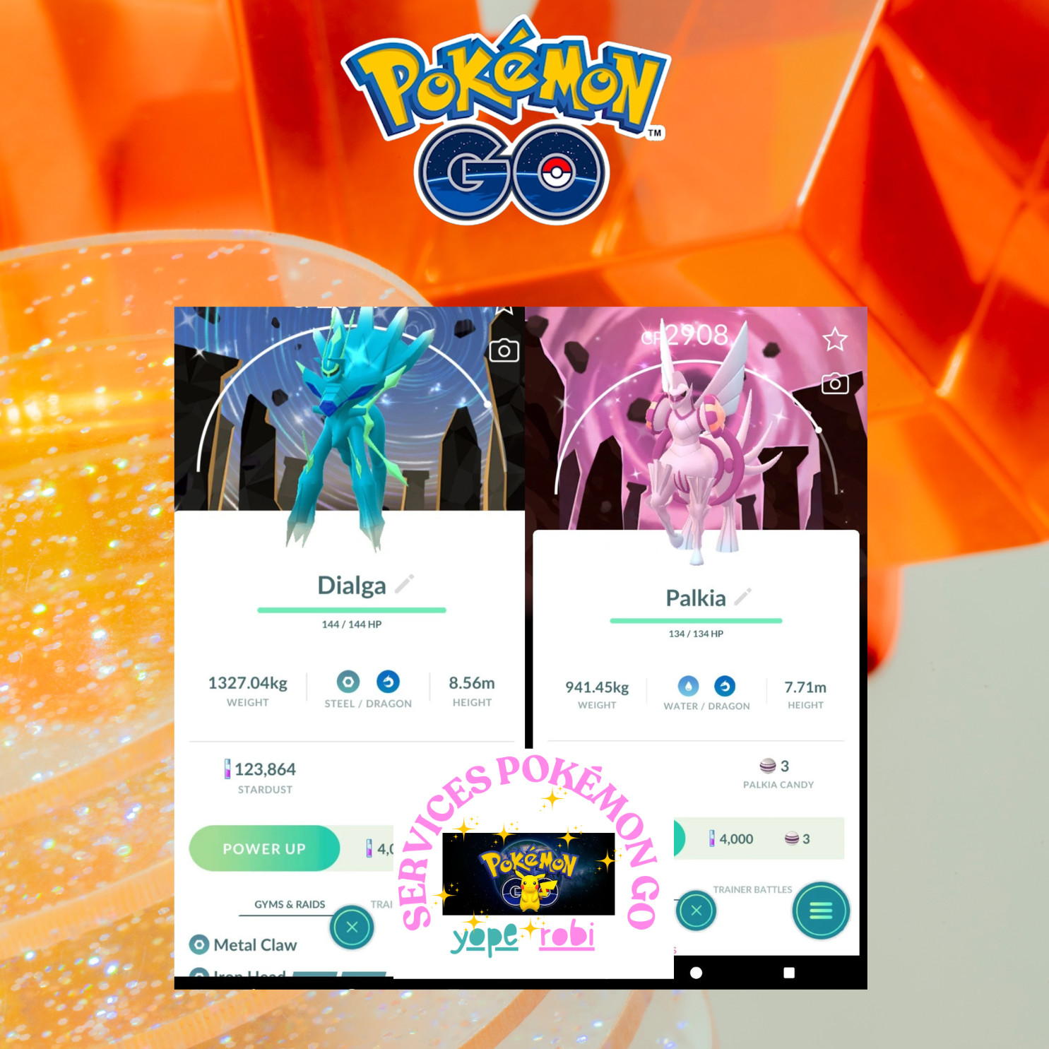 PokémonGo-Shiny Palkia❀Dialga❀Origin Form❀RANDOM Move❀Background-TR❀DE 20k❀PTC
