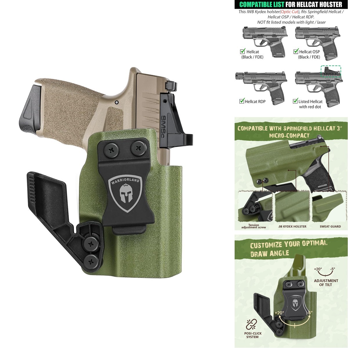 WARRIORLAND Kydex IWB Holster, Compatible Springfield Hellcat & Hellcat