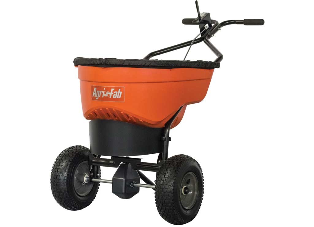 Agri-Fab 45-0548 Ice Melt Push Spreader, 130lb, Stainless Steel, Black/Orange