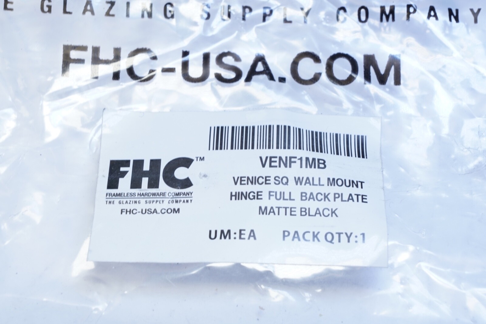 NO HARDWARE! FHC Venice Series Wall Mount Hinge - Full Back Plate - Matte Black